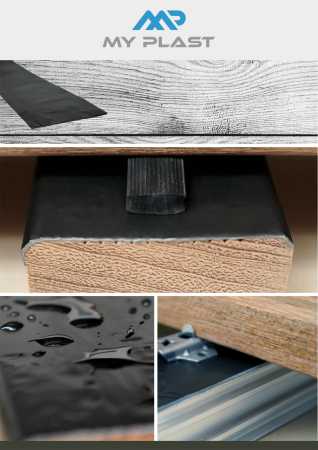 10.000 x 75 x 0,6 mm selbstklebendes Holzschutz Entkoppelungsband Band Abdeckband Butyl, Terrassenpads, Terrassenbau Rollen Streifen Terrasse, Schwarz